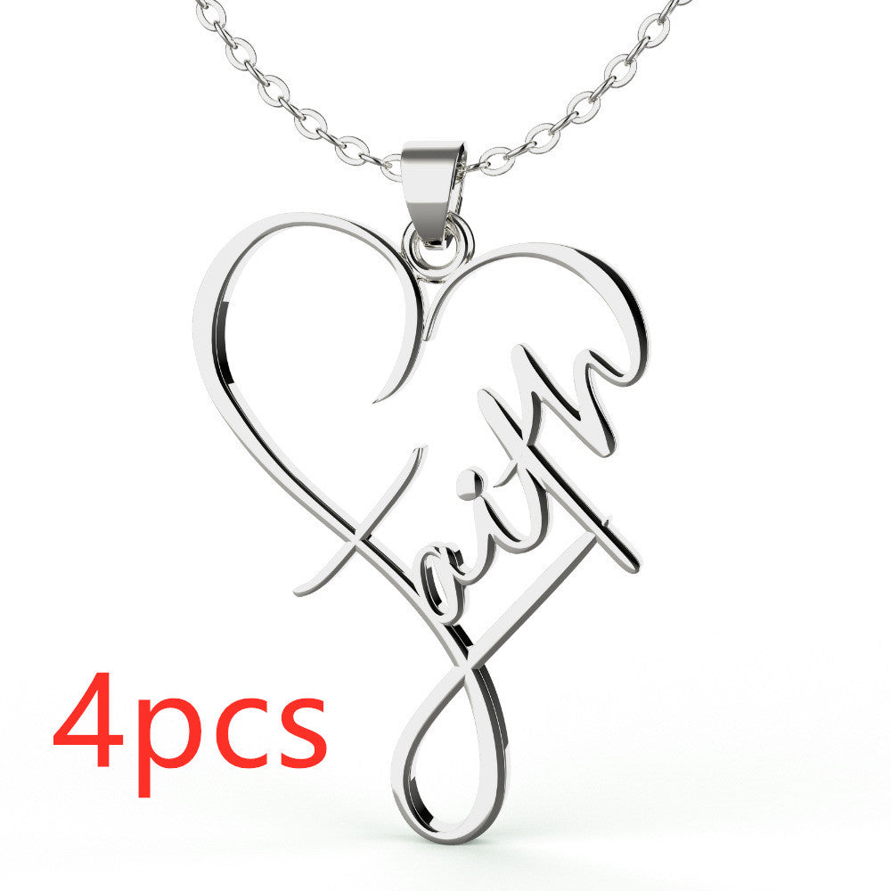 European And American Necklace Heart Of Faith Pendant - FASHIONKULTUR