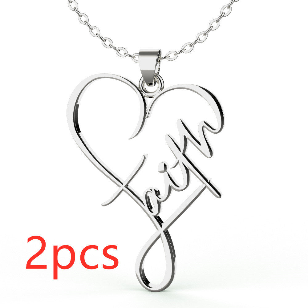 European And American Necklace Heart Of Faith Pendant - FASHIONKULTUR