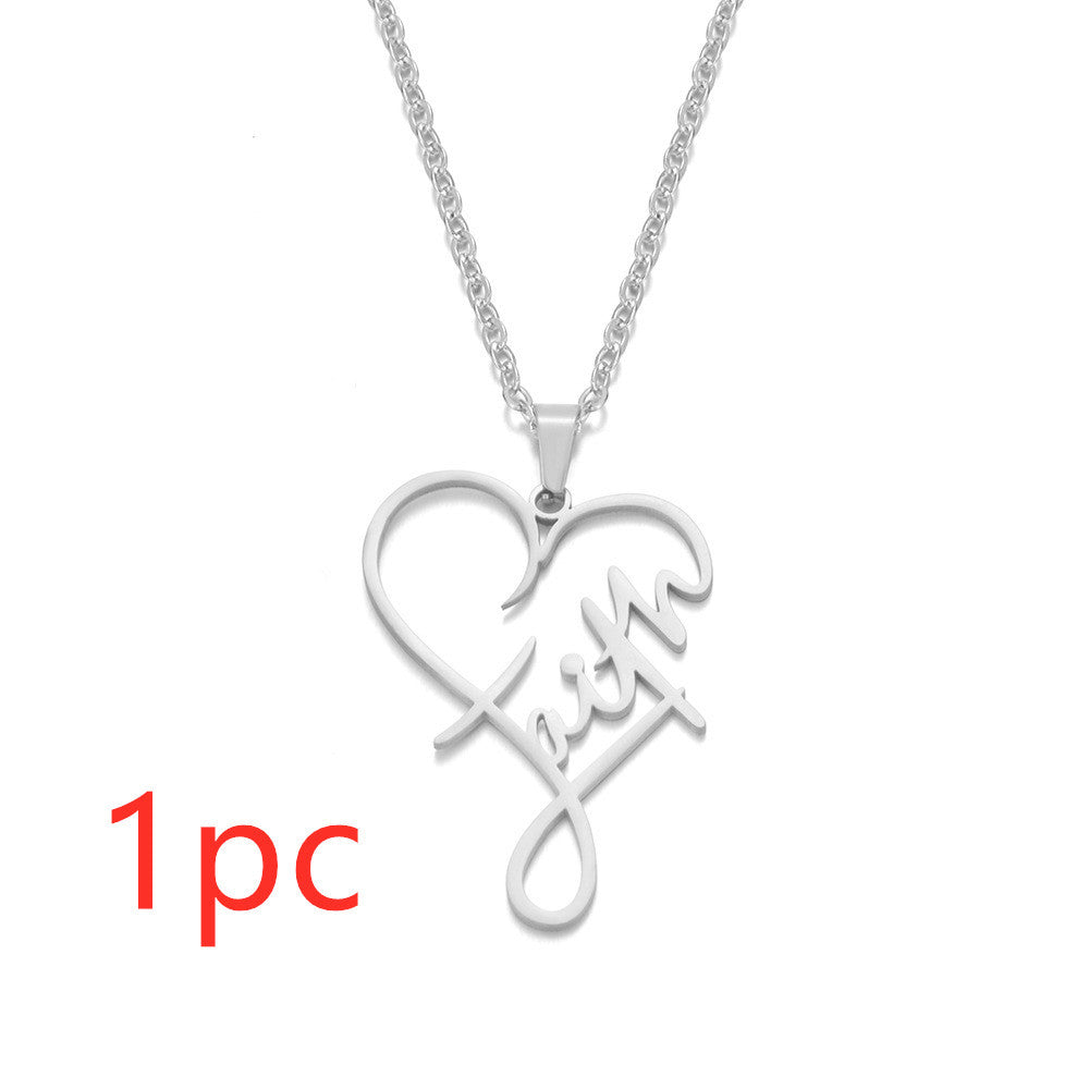 European And American Necklace Heart Of Faith Pendant - FASHIONKULTUR