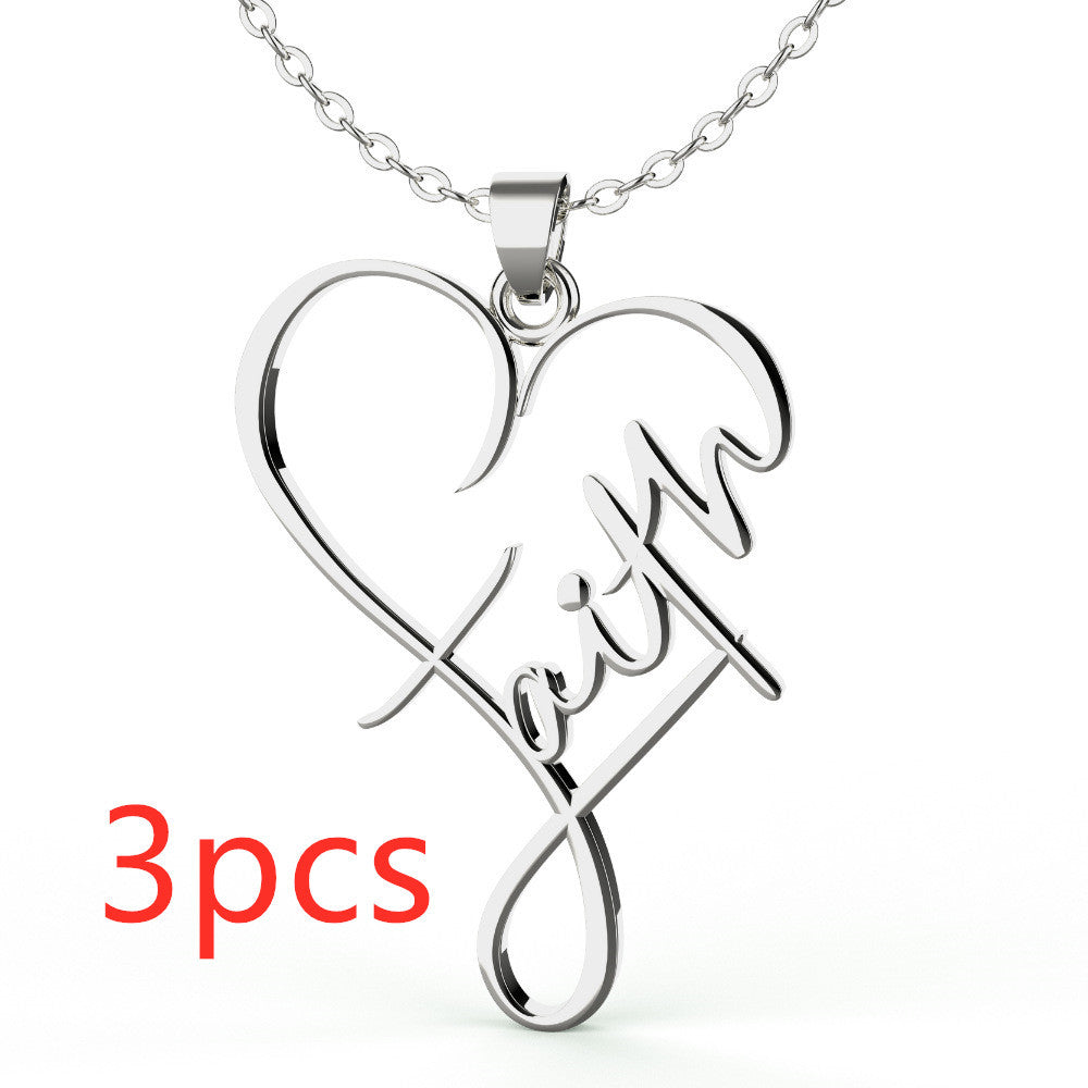 European And American Necklace Heart Of Faith Pendant - FASHIONKULTUR