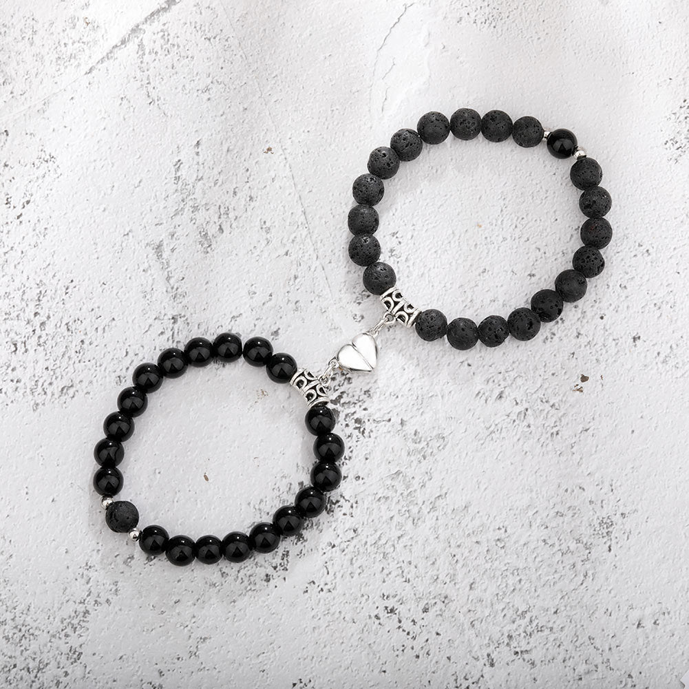 One Pair Magnetic Couple Bracelet For Women Lover Heart Distance Paired Pendant Natural Stone Bracelets Valentine's Day Gifts Men Jewelry - FASHIONKULTUR