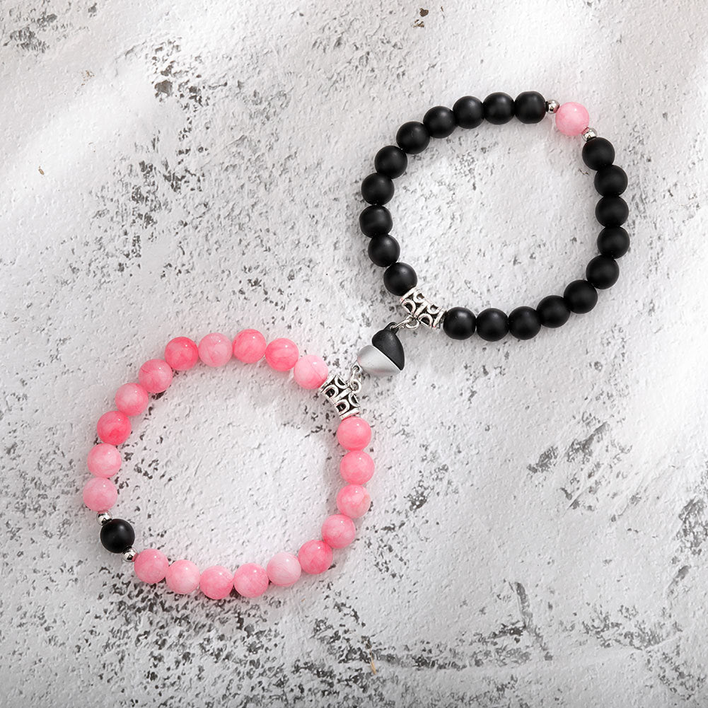 One Pair Magnetic Couple Bracelet For Women Lover Heart Distance Paired Pendant Natural Stone Bracelets Valentine's Day Gifts Men Jewelry - FASHIONKULTUR