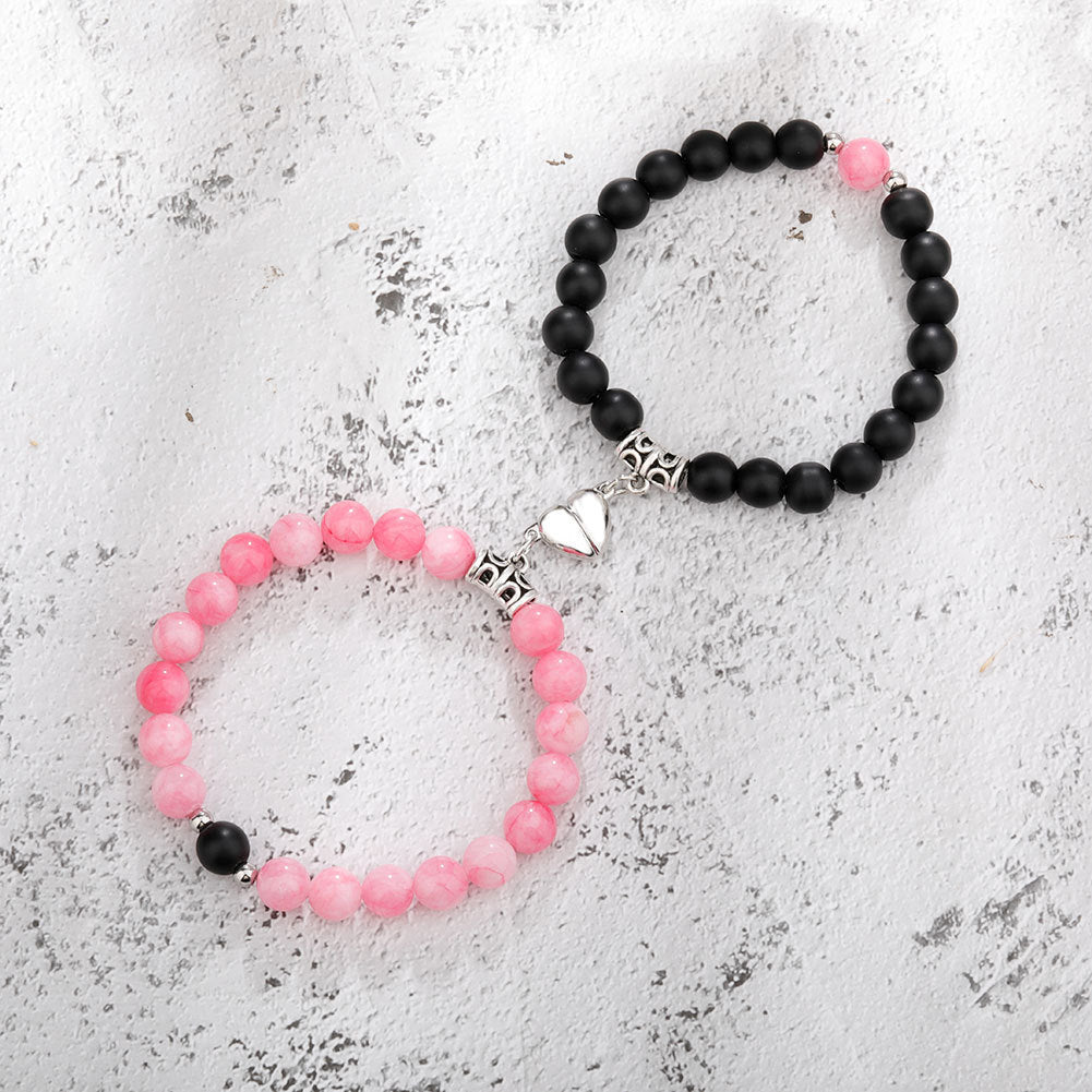 One Pair Magnetic Couple Bracelet For Women Lover Heart Distance Paired Pendant Natural Stone Bracelets Valentine's Day Gifts Men Jewelry - FASHIONKULTUR