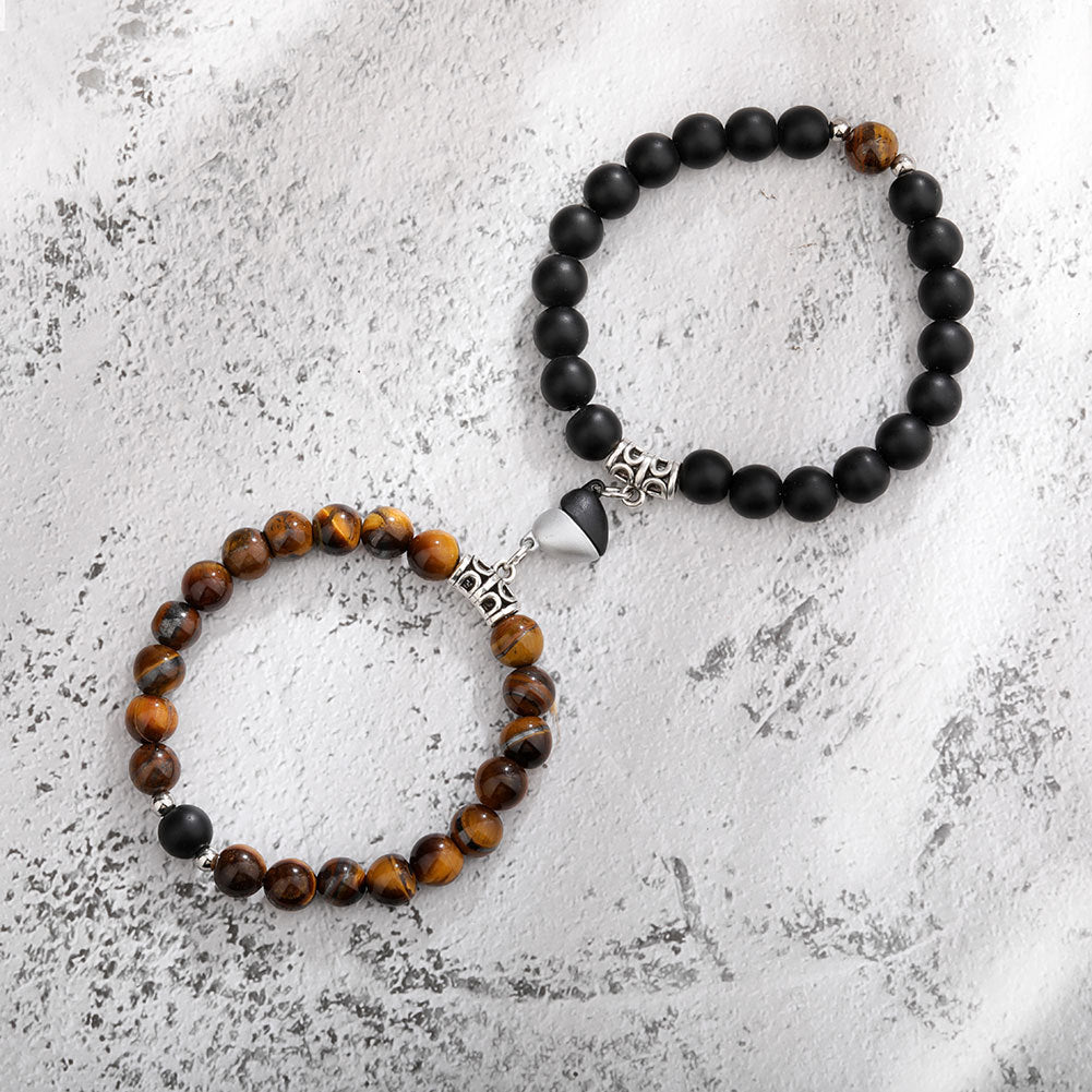One Pair Magnetic Couple Bracelet For Women Lover Heart Distance Paired Pendant Natural Stone Bracelets Valentine's Day Gifts Men Jewelry - FASHIONKULTUR