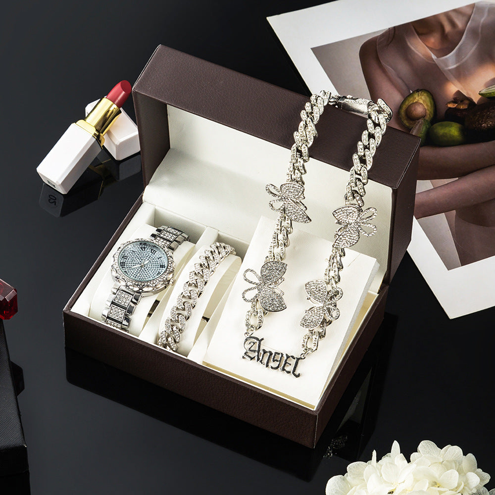 Full Diamond Jewelry Three-dimensional Butterfly Cuban Chain - FASHIONKULTUR