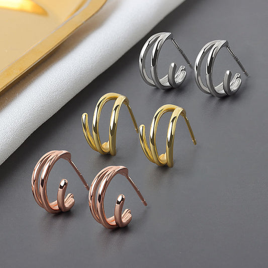 Personalized Simple Semicircle C-shaped Earrings Fashion All-match Earrings - FASHIONKULTUR