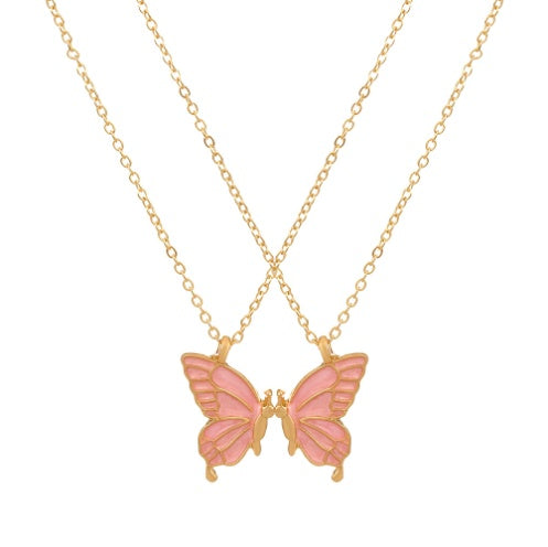 2pcs Oil Drip Butterfly Necklace Ins Creative Clavicle Chain Pendant Necklace For Women Valentine's Day Birthday Gift - FASHIONKULTUR