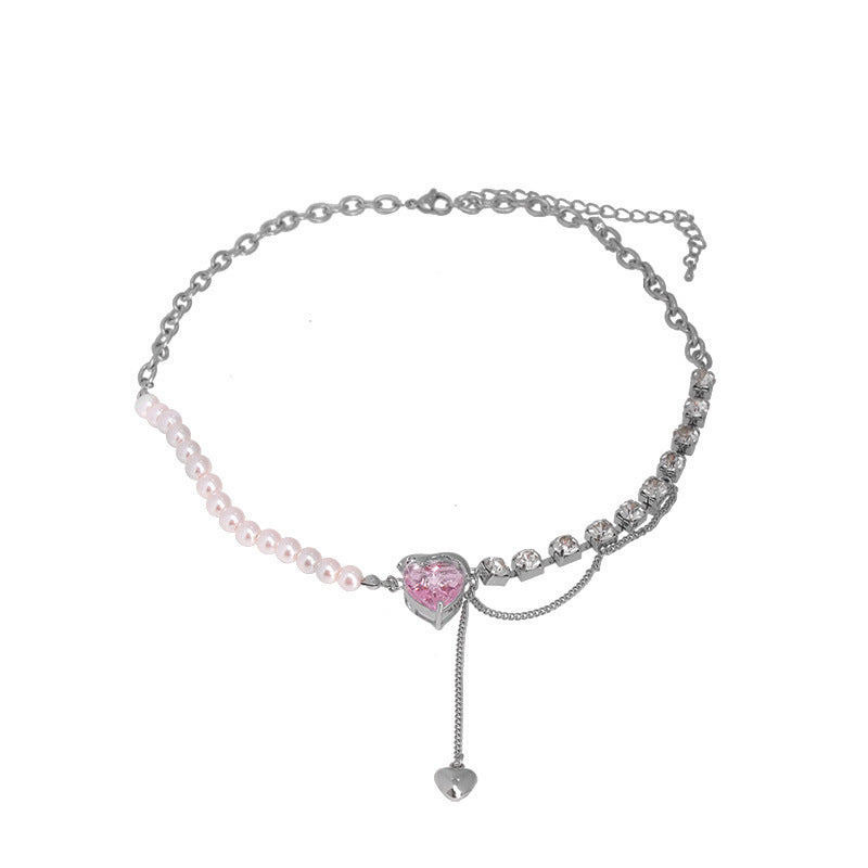 Love Pearl And Diamond Tassel Patchwork Necklace For Women - FASHIONKULTUR