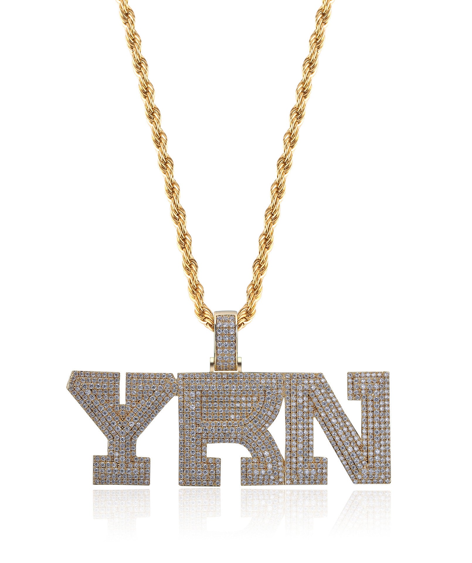 YRN Letter Men Fashion Brands Pendant Zircon Necklace Ornament - FASHIONKULTUR