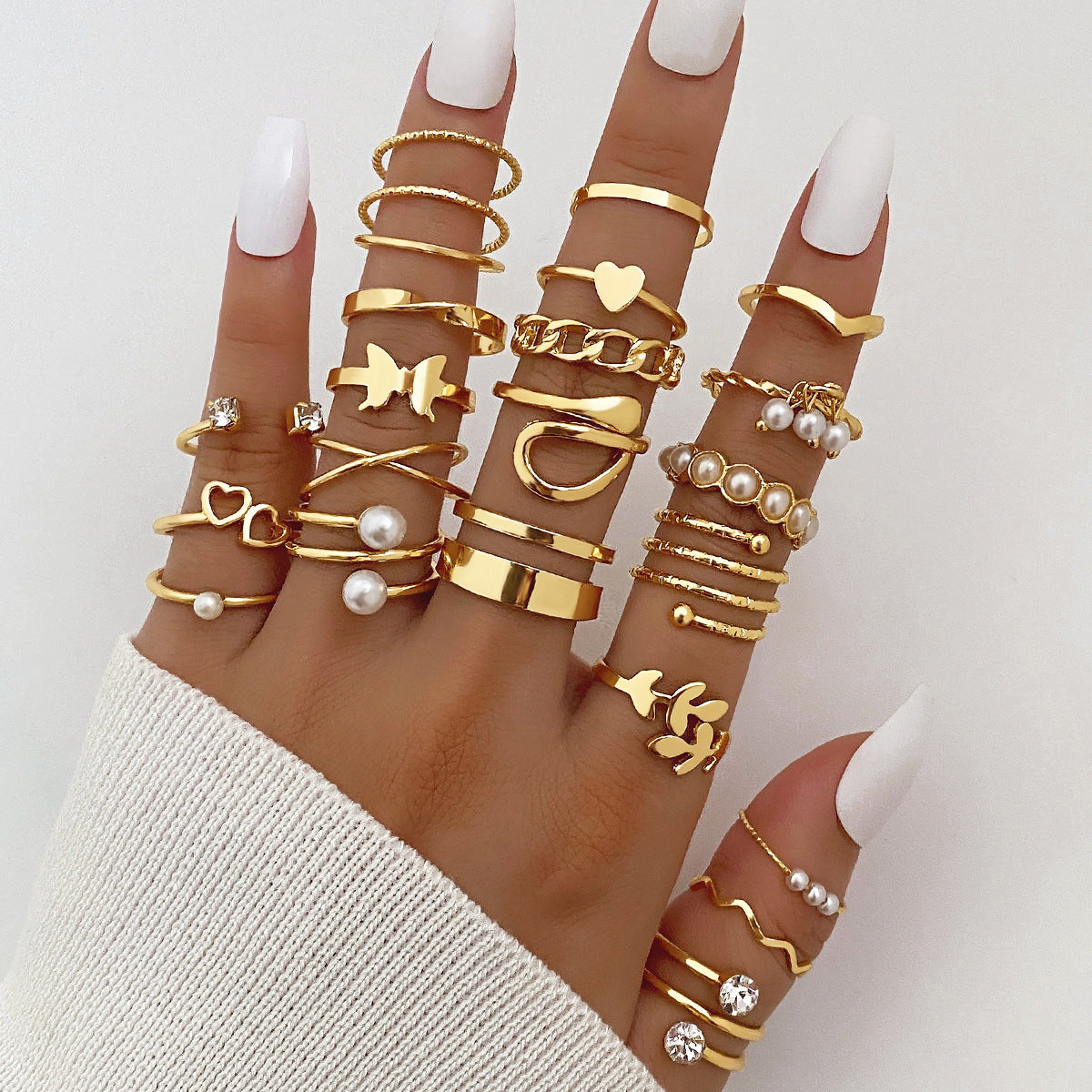 Ring Female Niche Senior Knuckle Ring 23 Pieces Suit - FASHIONKULTUR