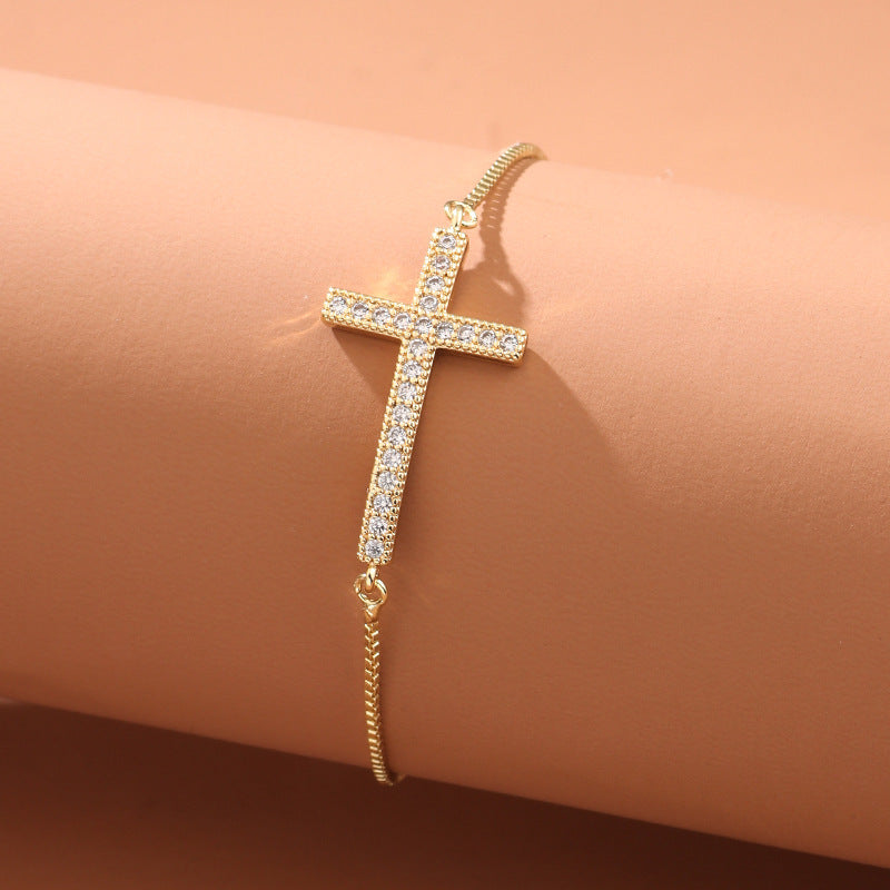 Women's Fashion Zircon Cross All-match Bracelet - FASHIONKULTUR