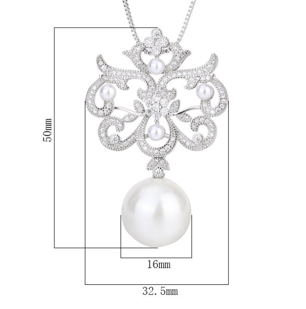 Copper Sole Gold-plated Inlaid Fritillary Pearl Diamond Pendant Necklace - FASHIONKULTUR