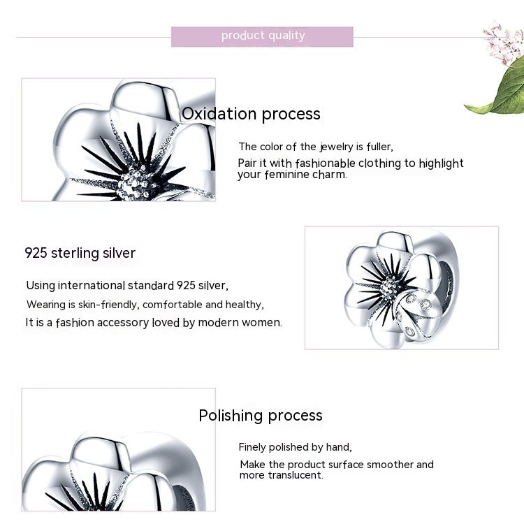 S925 Silver Flower Silicone Positioning Spacer Beads Temperament Girl Diy All-match Jewelry Accessories - FASHIONKULTUR