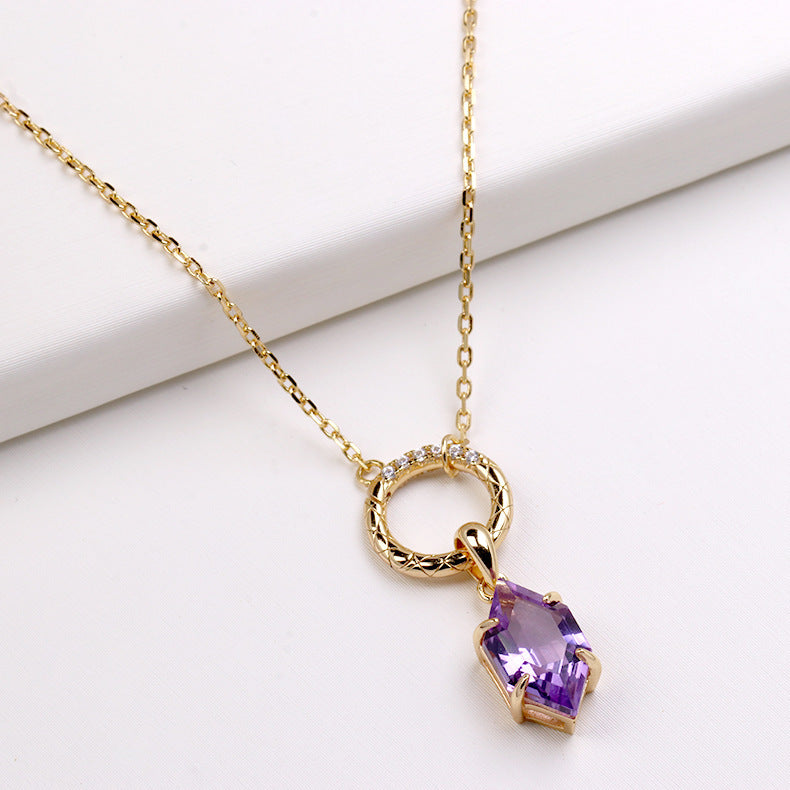Simple Amethyst S925 Sterling Silver Pendant - FASHIONKULTUR
