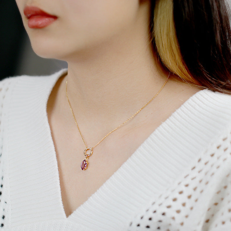 Simple Amethyst S925 Sterling Silver Pendant - FASHIONKULTUR