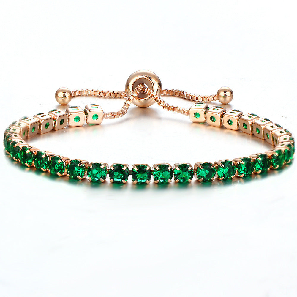 European and American cross-border exclusive jewelry inlaid crystal push-pull bracelet ladies gold full diamond single-row jewelry wholesale - FASHIONKULTUR