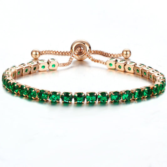 European and American cross-border exclusive jewelry inlaid crystal push-pull bracelet ladies gold full diamond single-row jewelry wholesale - FASHIONKULTUR