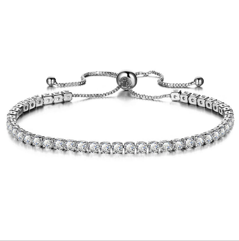 European and American cross-border exclusive jewelry inlaid crystal push-pull bracelet ladies gold full diamond single-row jewelry wholesale - FASHIONKULTUR