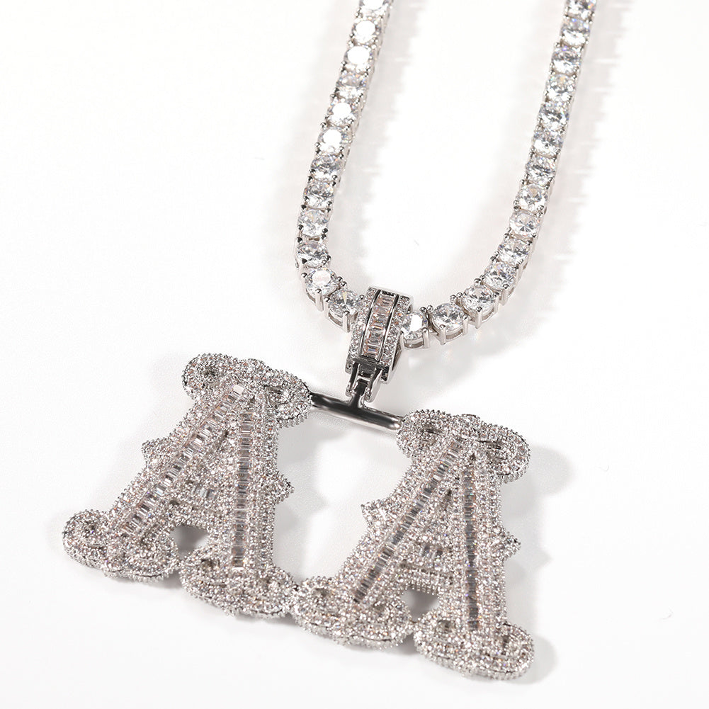 Alphabet Necklace Hip Hop Full Of Diamonds With Spiked Rock Candy Letters - FASHIONKULTUR