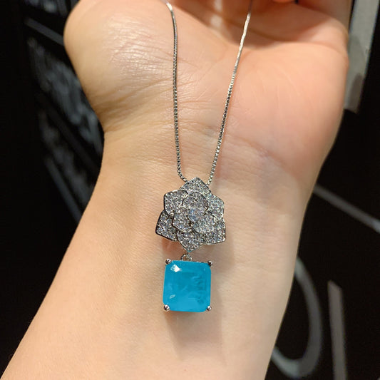 Paraiba Ring Necklace Stud Earrings Jewelry Set - FASHIONKULTUR