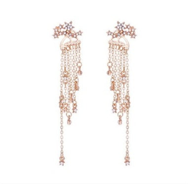 Shining Star Tassel Earrings Back Hanging Exquisite Earrings - FASHIONKULTUR