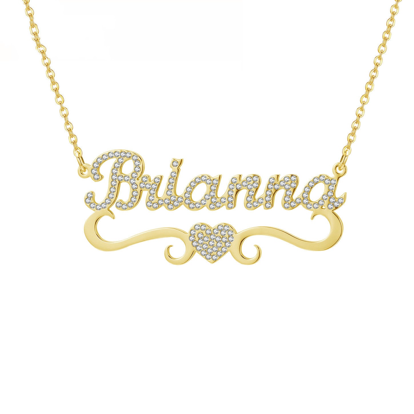 Personalized Heart Iced Out Name Necklace Butterfly Pendants - FASHIONKULTUR