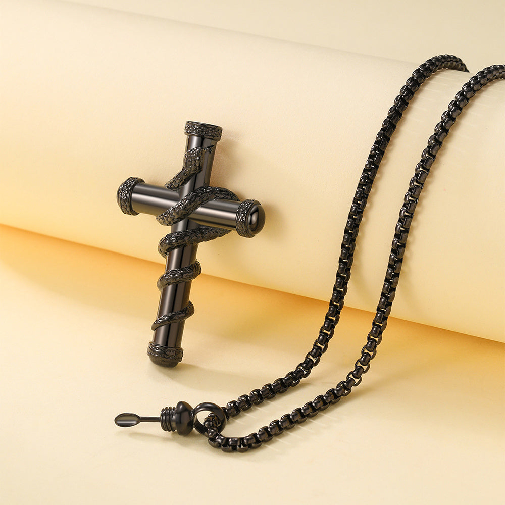 18k Gold Detachable Cross Snake Necklace Fashion Personality Clavicle Chain Necklace For Valentine's Day Loved Memorial Jewelry - FASHIONKULTUR