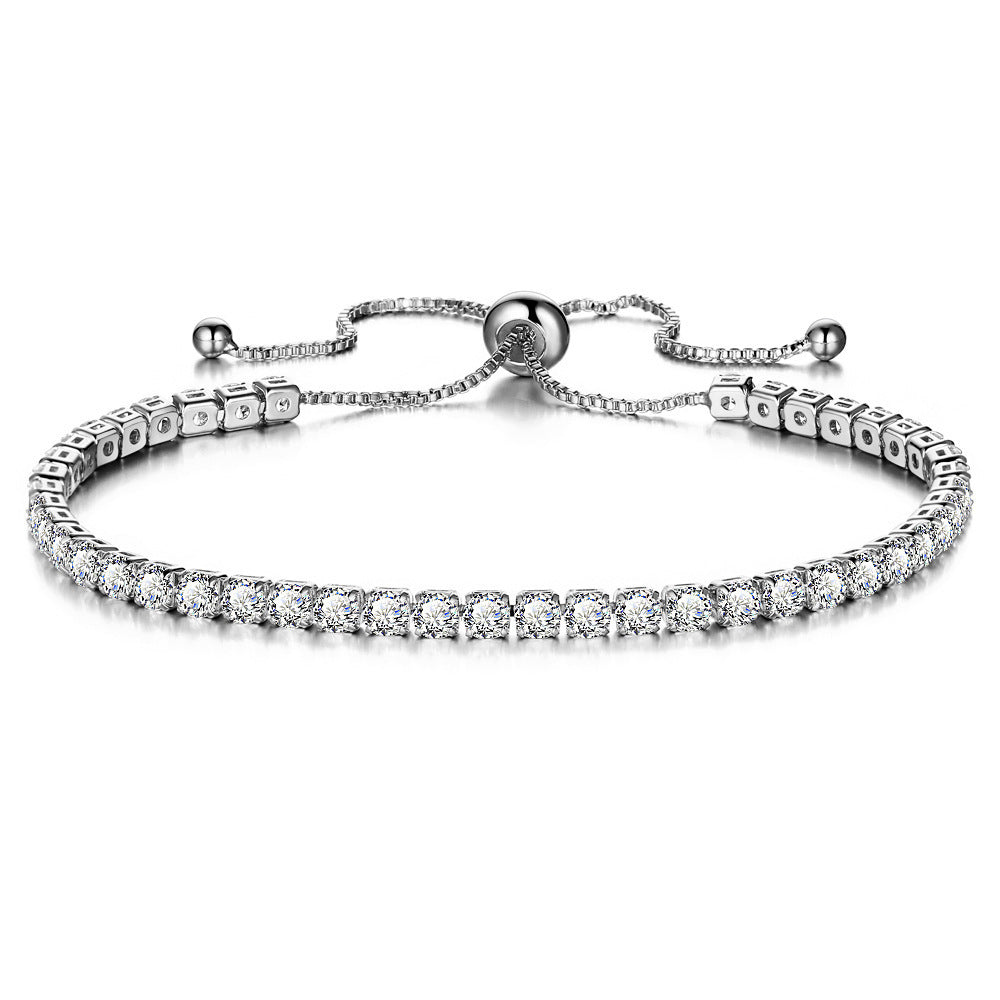 European and American cross-border exclusive jewelry inlaid crystal push-pull bracelet ladies gold full diamond single-row jewelry wholesale - FASHIONKULTUR