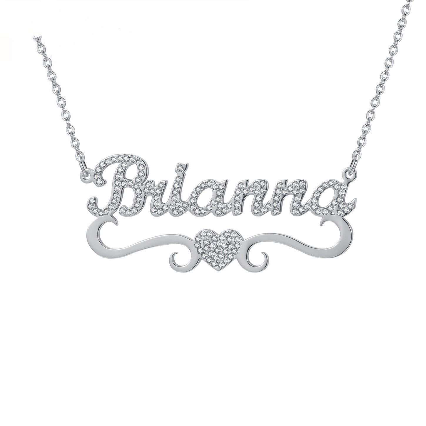 Personalized Heart Iced Out Name Necklace Butterfly Pendants - FASHIONKULTUR
