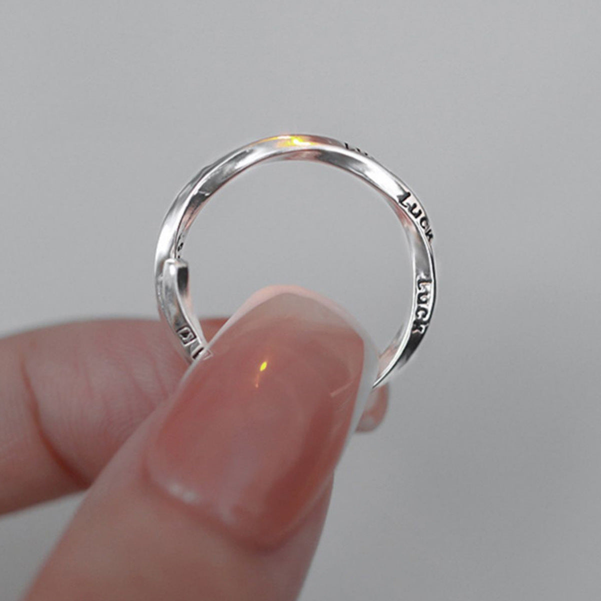 Sterling Silver Ring Female Cold Wind English Twisted Lucky Simple Bracelet - FASHIONKULTUR
