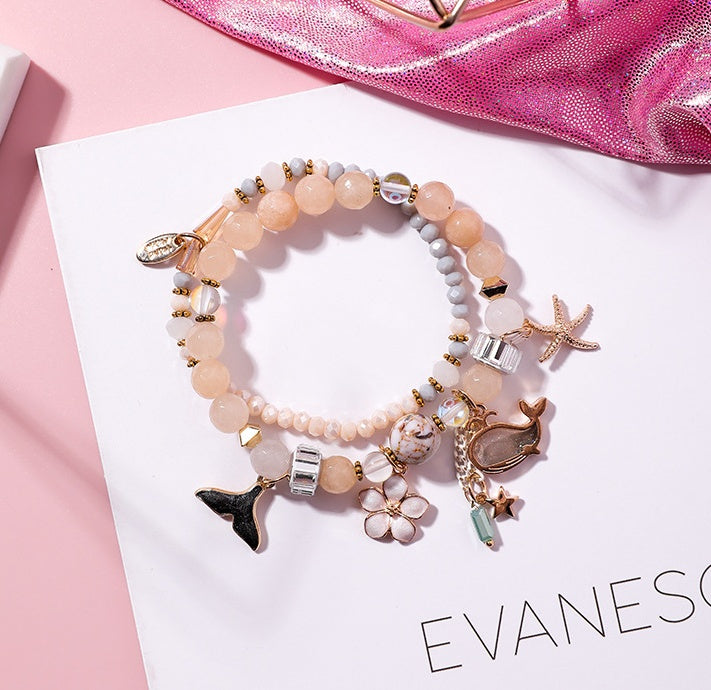 Whale tail bracelet double elastic personality retro flower starfish national wind jewelry - FASHIONKULTUR