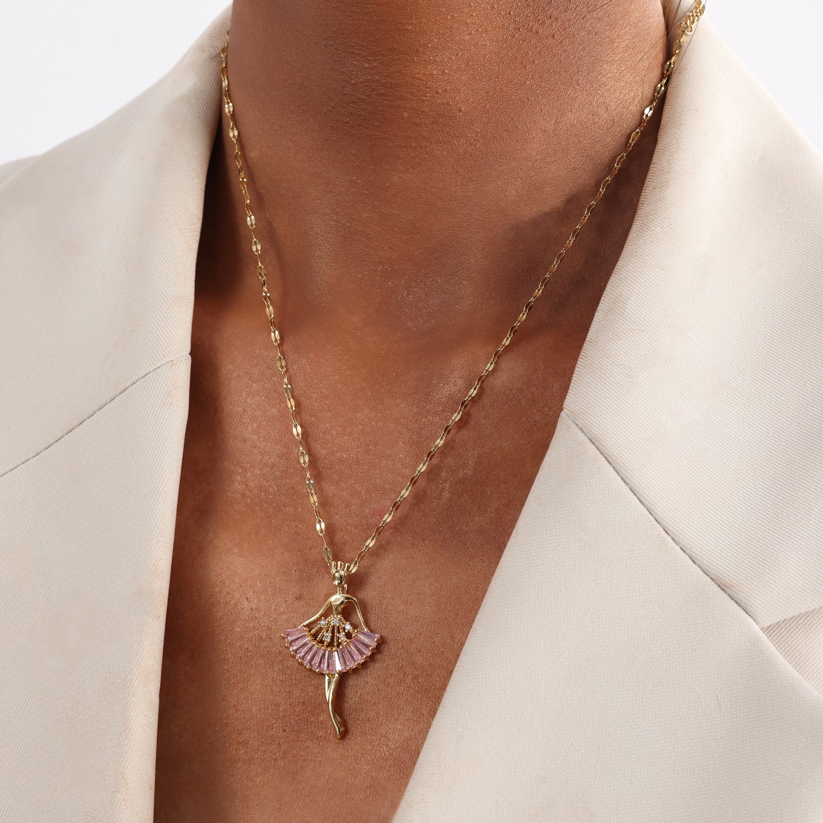 Fashionable And Minimalist Ballet Girl Necklace, Stainless Steel Golden Angel Collarbone Chain, Birthday Gift Jewelry - FASHIONKULTUR