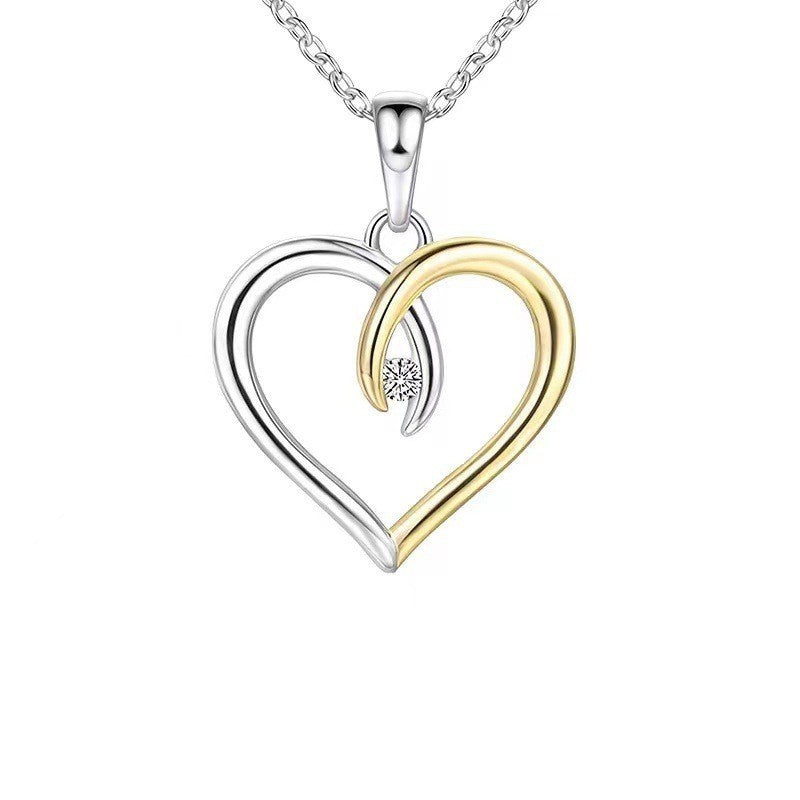Silver Peach Heart Pendant Necklace Fashion Women - FASHIONKULTUR