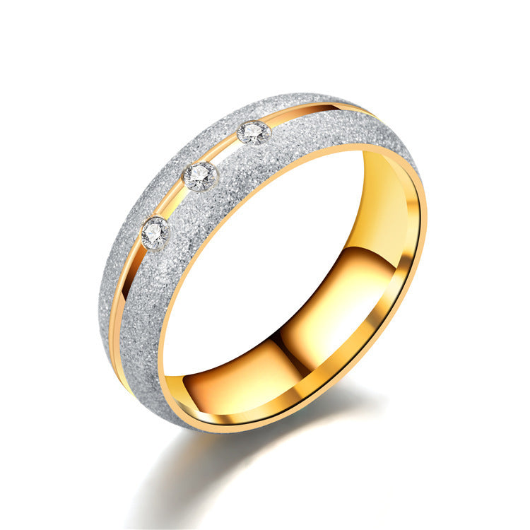 Titanium Steel Diamond Frosted Couple Ring - FASHIONKULTUR
