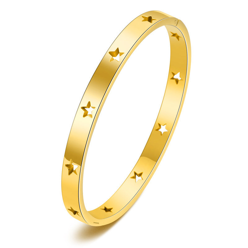 Fashion Men's And Women's Hollow Pentagram Bracelet Titanium Steel - FASHIONKULTUR