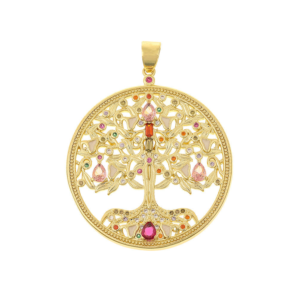 Colorful Zircon Light Luxury Tree Of Life Pendant - FASHIONKULTUR