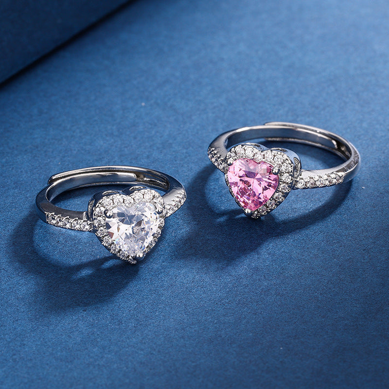 Fashion Jewelry Micro-encrusted Zircon Diamond Love Peach Heart Ring Female Luxury High-end Marriage Niche Temperament Hand Jewelry - FASHIONKULTUR