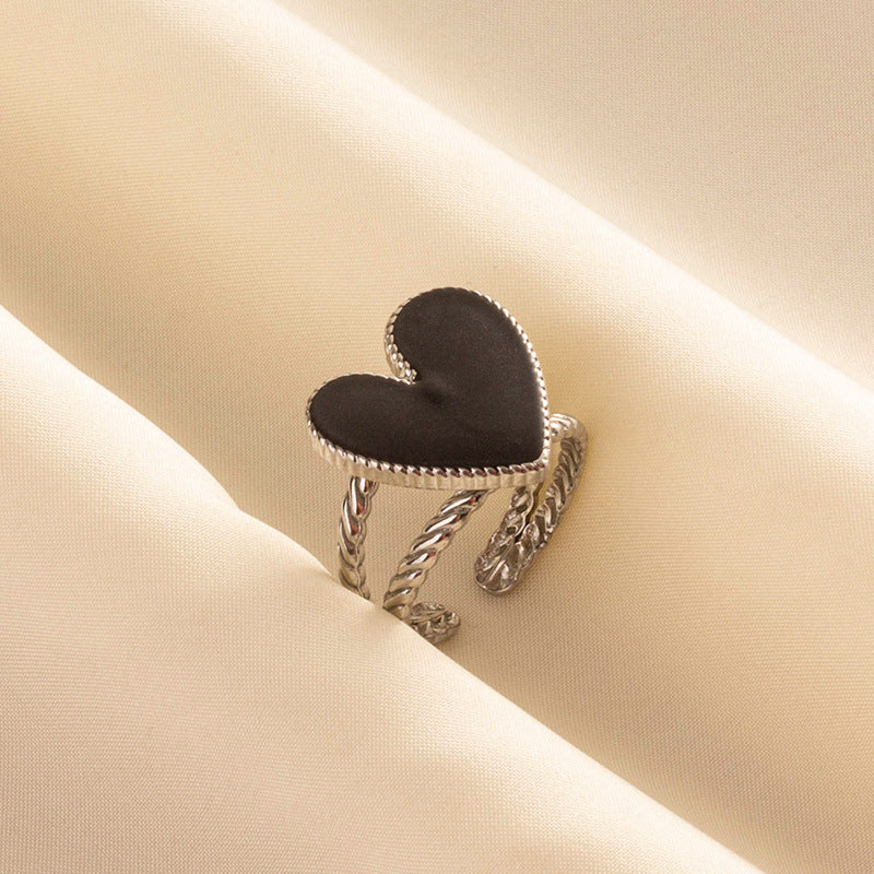 304 Stainless Steel French Retro Love Oil Dripping Ring Special-interest Design - FASHIONKULTUR