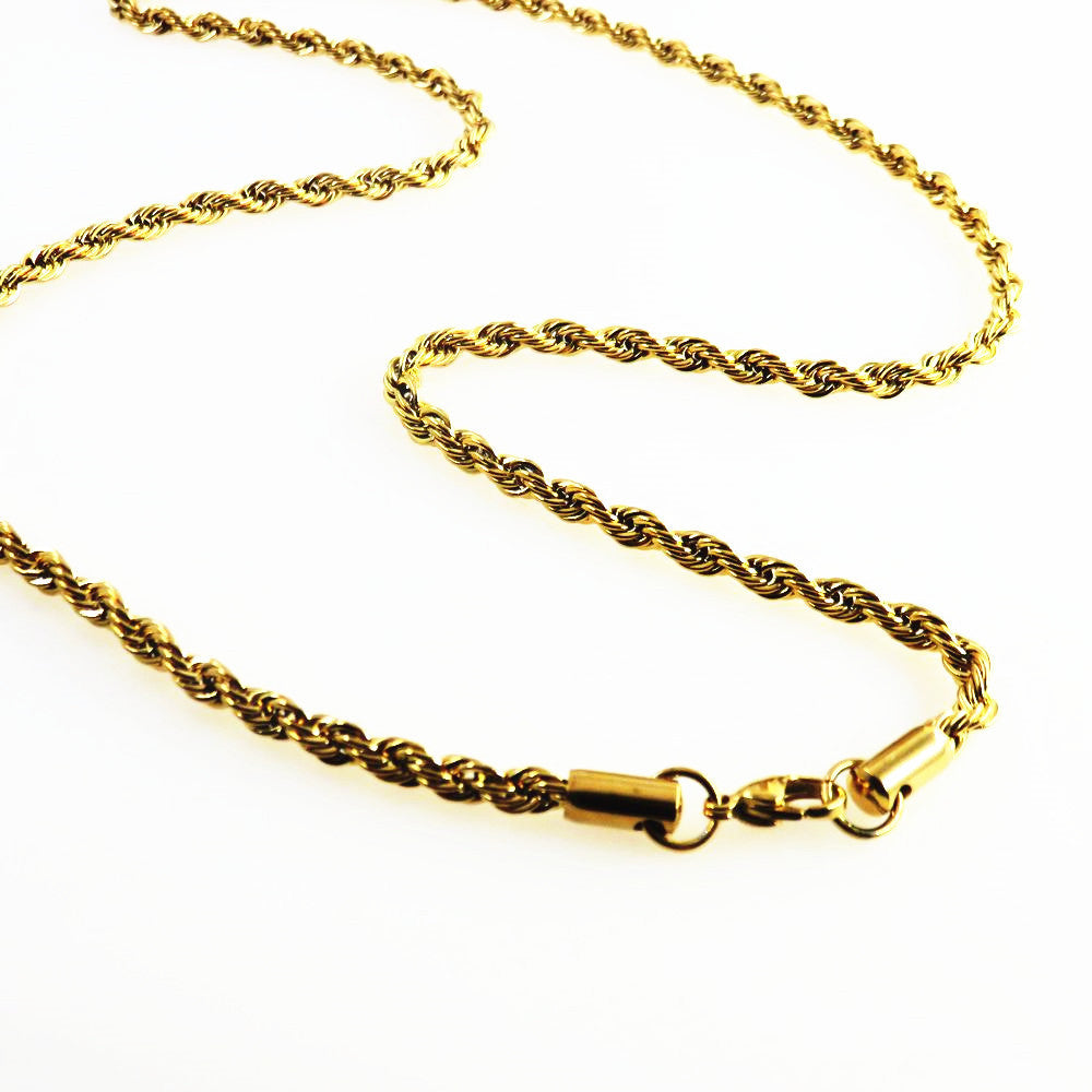 Stainless Steel Hip Hop Vacuum Plating Twisted Rope Twist Necklace - FASHIONKULTUR