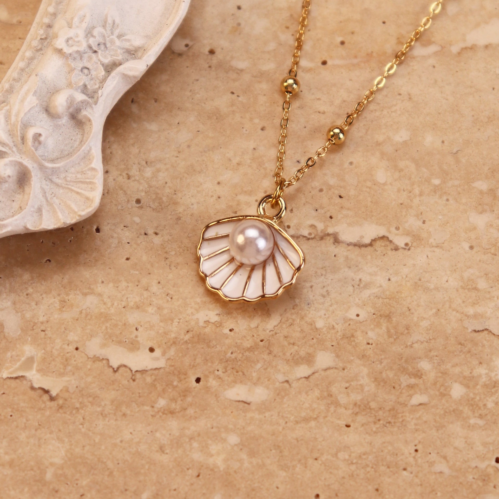 Non-fading Titanium Steel Pearl Shell Conch Necklace For Women - FASHIONKULTUR