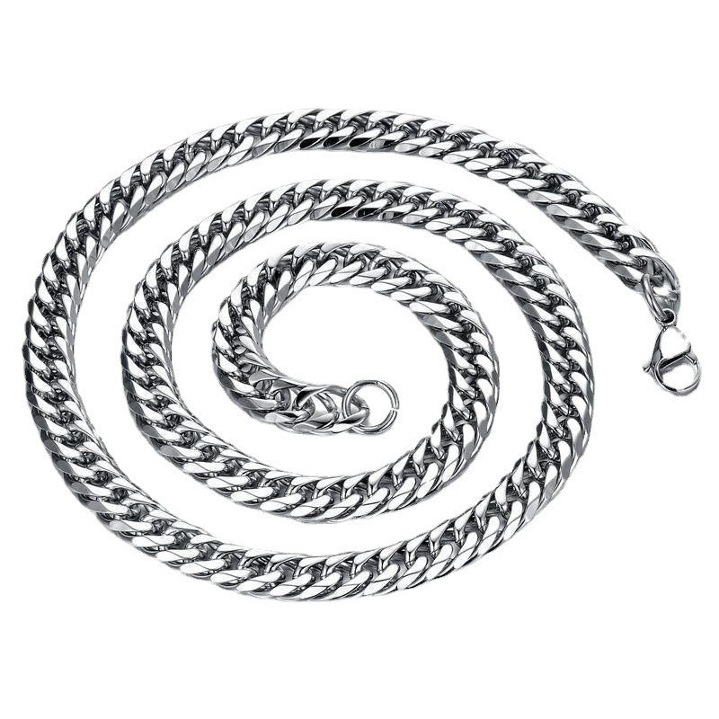Stainless Steel Necklace Six-sided Grinding Cuban Link Chain Personality Simple Sweater Chain - FASHIONKULTUR