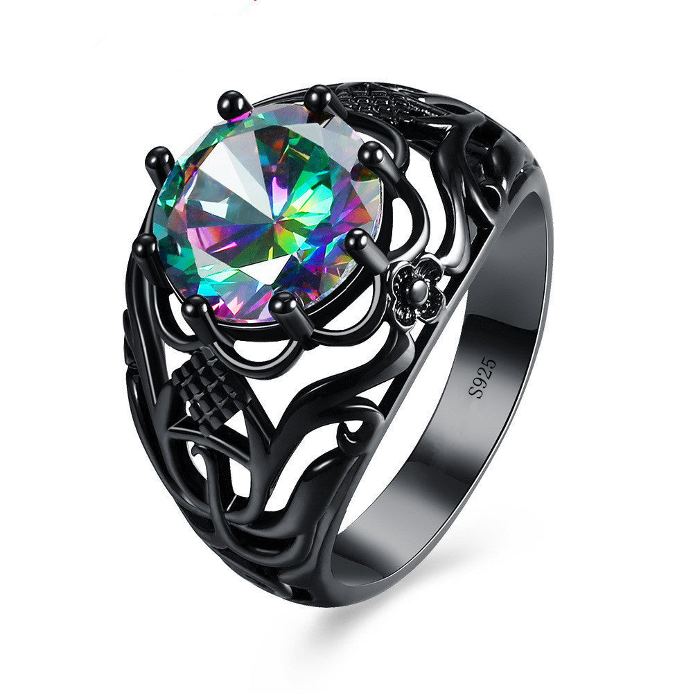 Creative New Fashion Color Zircon Hollow Ring - FASHIONKULTUR