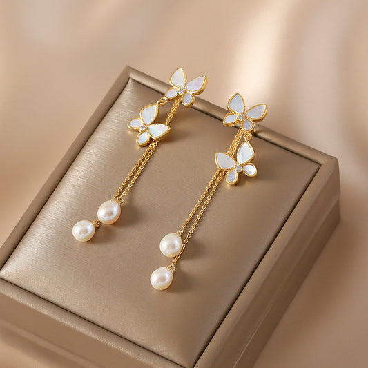New Trendy Exquisite Sweet Butterfly Long Tassel Earrings - FASHIONKULTUR