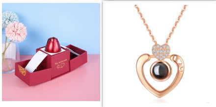 Hot Valentine's Day Gifts Metal Rose Jewelry Gift Box Necklace For Wedding Girlfriend Necklace Gifts - FASHIONKULTUR