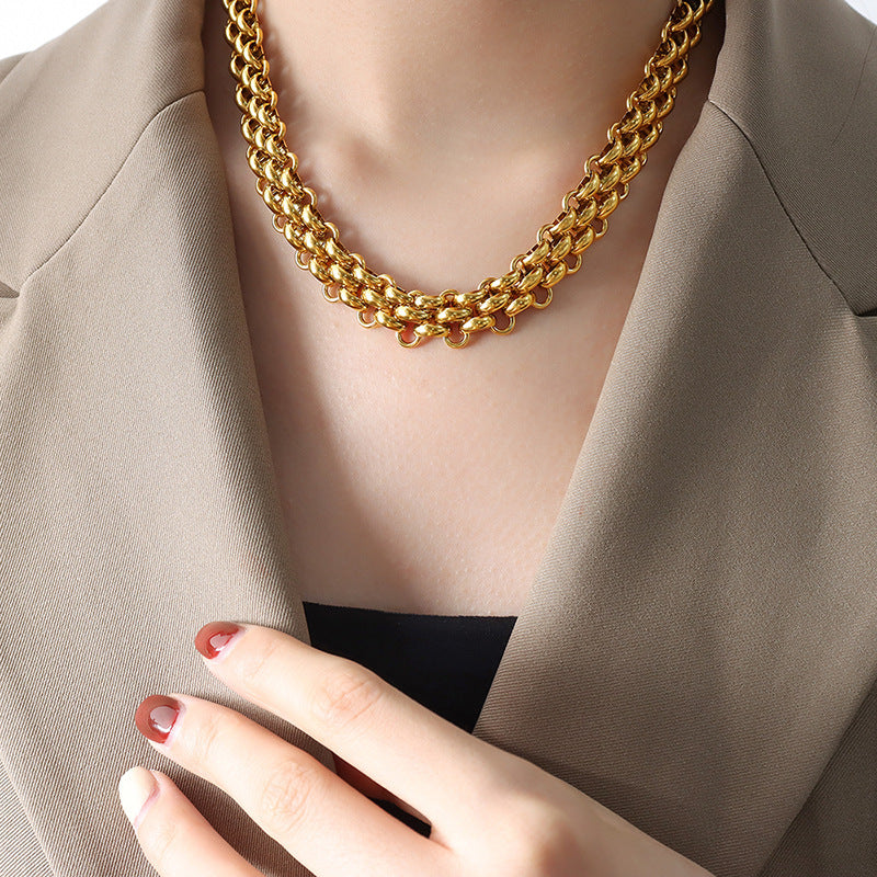 Buckle Design Thick Chain Personalized Necklace Bracelet - FASHIONKULTUR