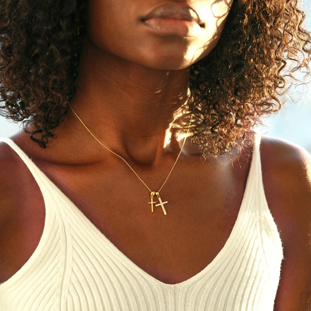 Silver Double Cross Necklace For Women - FASHIONKULTUR
