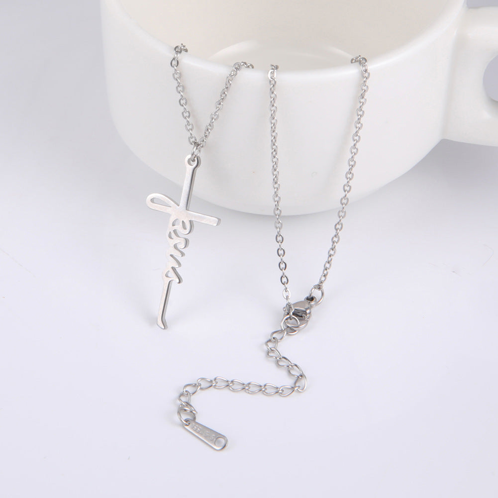 Cross Female Men's Stainless Steel Pendant Necklace - FASHIONKULTUR