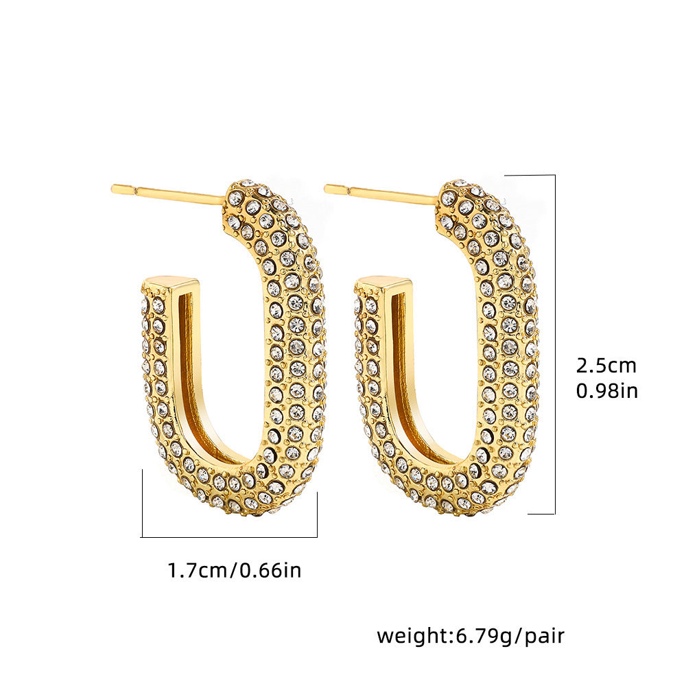Stainless Steel 18K Gold Plating Twist-knot Earrings With Diamonds - FASHIONKULTUR