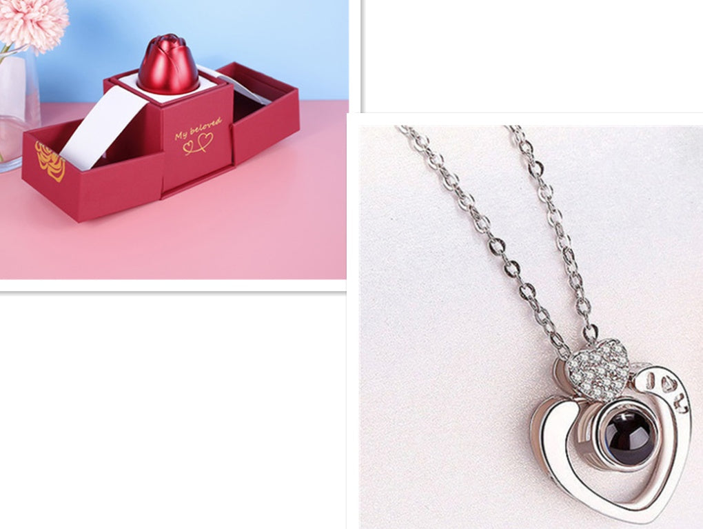 Hot Valentine's Day Gifts Metal Rose Jewelry Gift Box Necklace For Wedding Girlfriend Necklace Gifts - FASHIONKULTUR