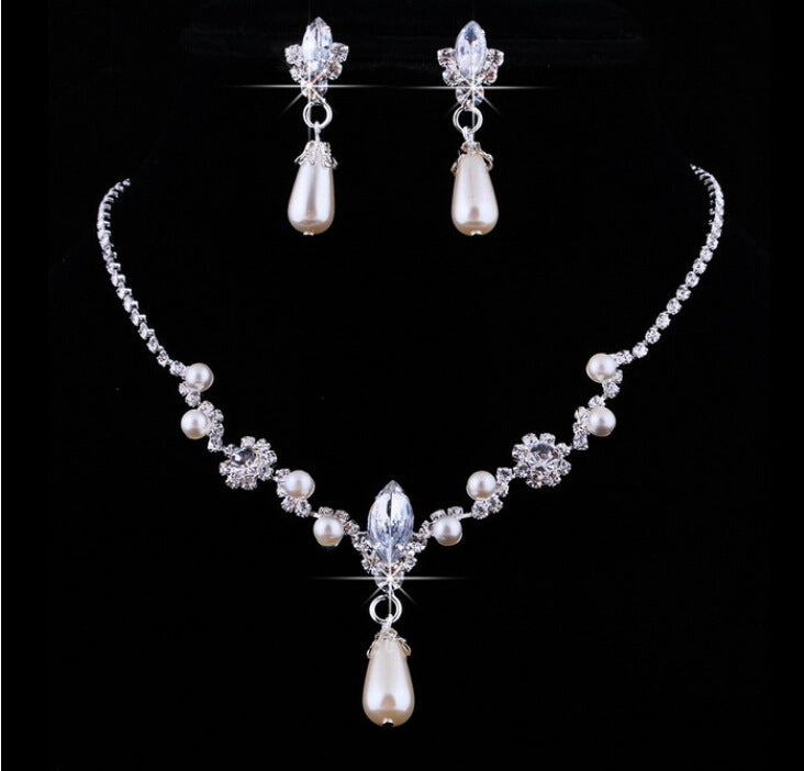 Europe And The United States Personality Dropspearl Necklace, Earrings Set Wholesale Bridal Necklace 8633 - FASHIONKULTUR